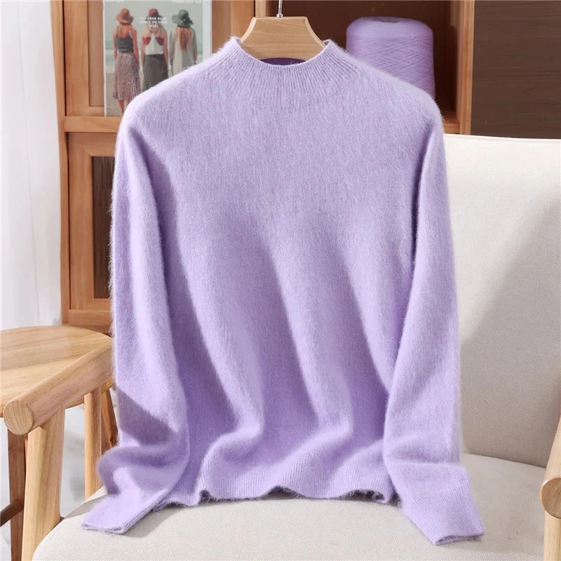 Women��s Soft Knit Sweater Relaxed Fit Mock Neck Design