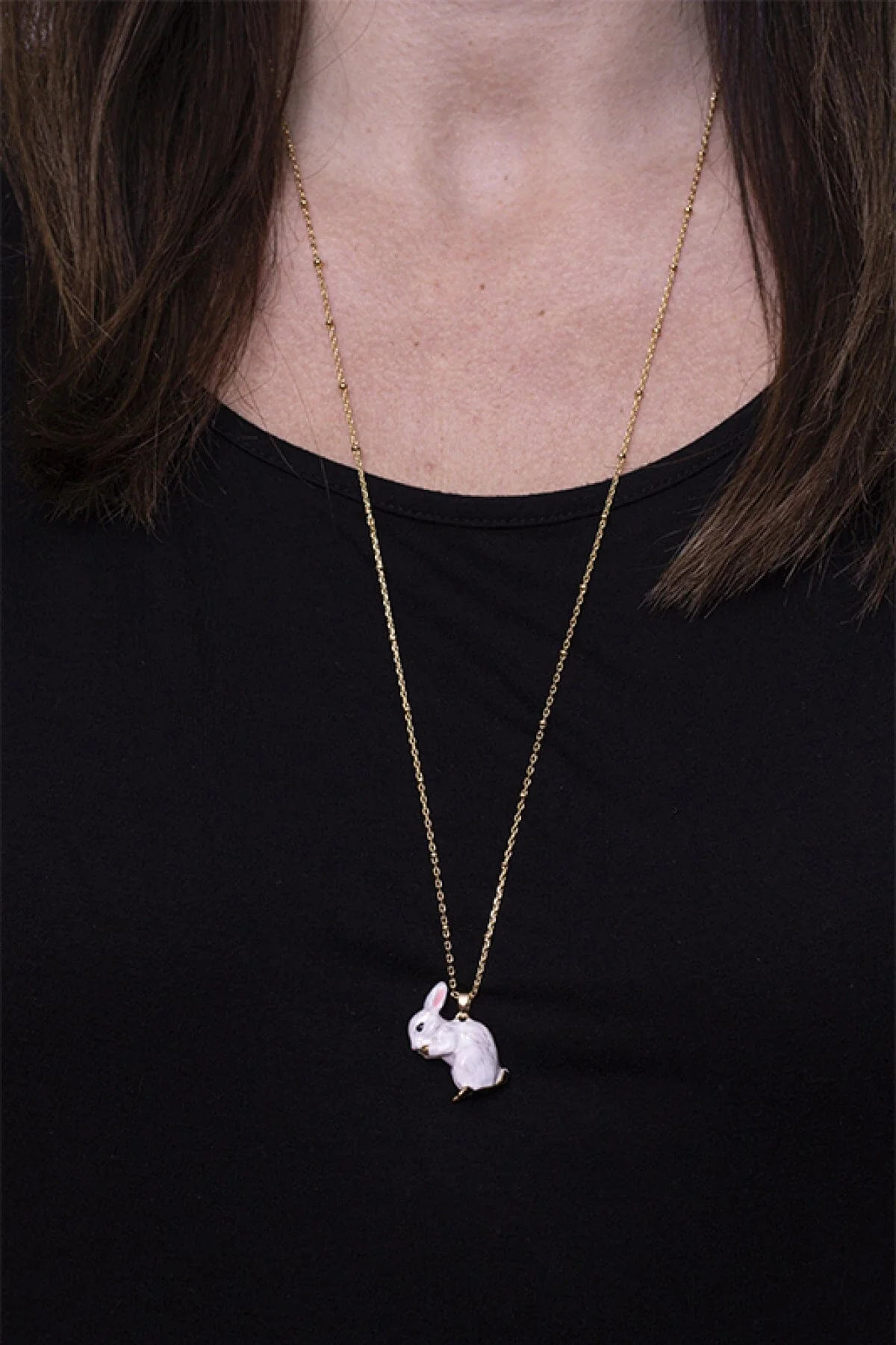 Spring Rabbit Pendant Long Necklace