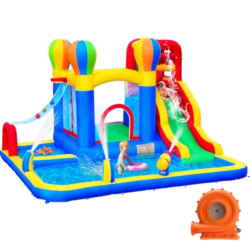 Baralir Castello gonfiabile con ventilatore, Parco acquatico, Scivolo a secco/Acqua, 343x338x202 cm, Castello gonfiabile interno/esterno, I migliori regali di vacanza/Compleanno per bambini : Amazon.it: Giochi e giocattoli