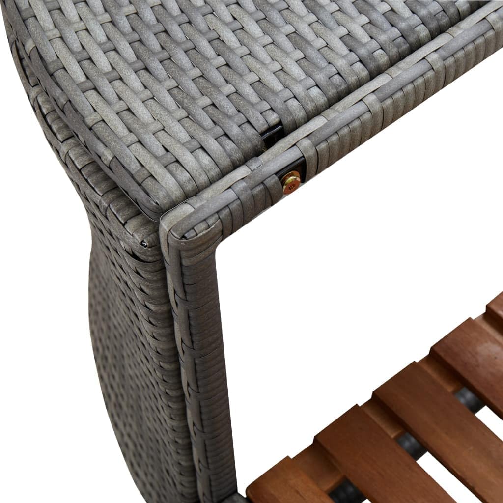 vidaXL Whirlpool Umrandung mit 2 hölzernen Spa-Stufen Spa Poolumrandung für Schwimmbecken Quadratisch Grau 268x268x55cm Poly Rattan