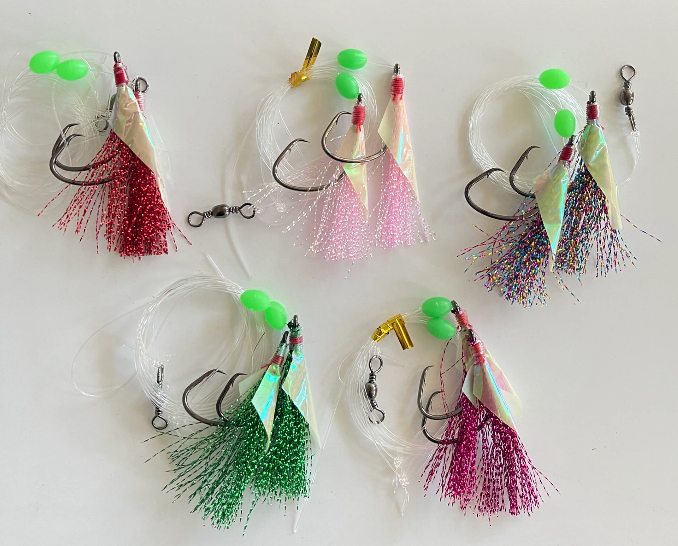 30pcs Pre-made Custom Designed Snapper Rigs 5/0 In 5 New Colors Fishing Tackle