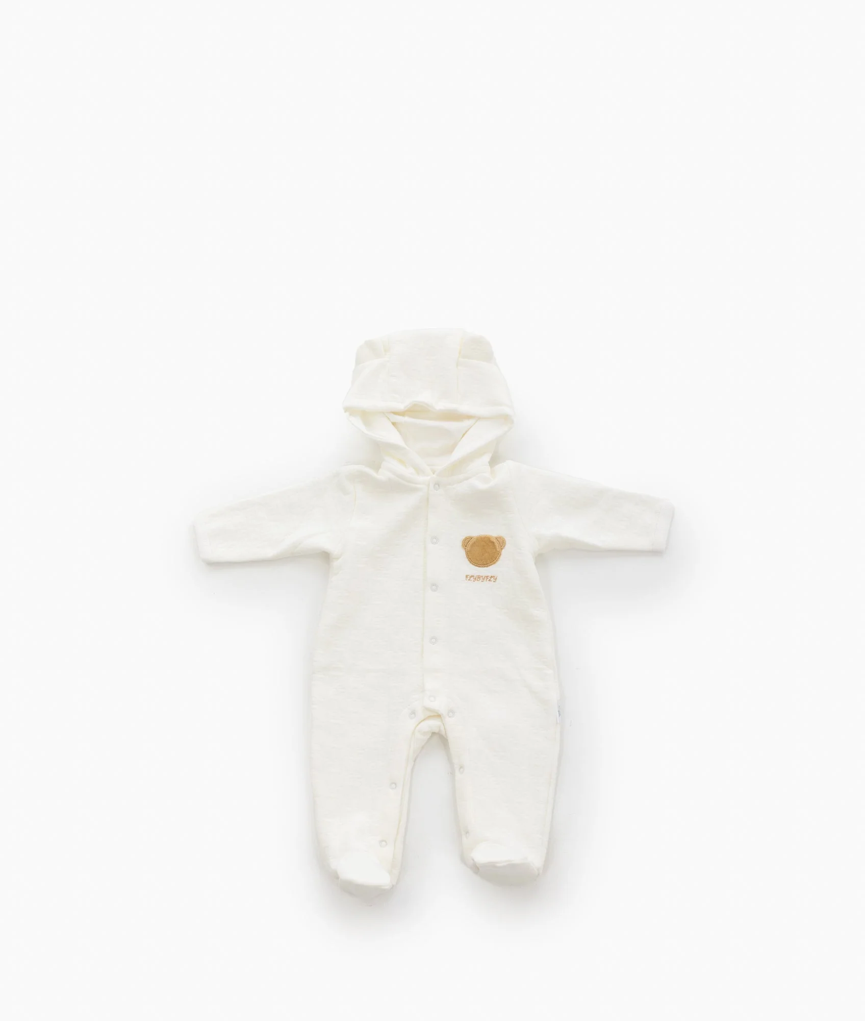 Hooded Bear Jumpsuit | White & Beige