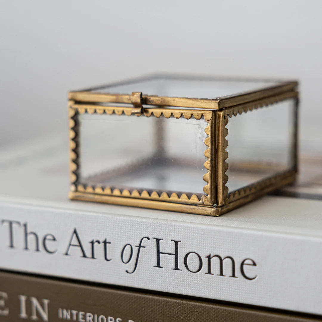 Brass & Glass Scallop Lidded Box