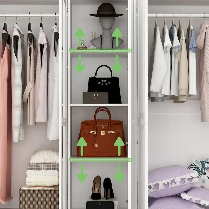 78.7H Combo Twin Wardrobe Set Elegance Meets Utility Armoires Closet
