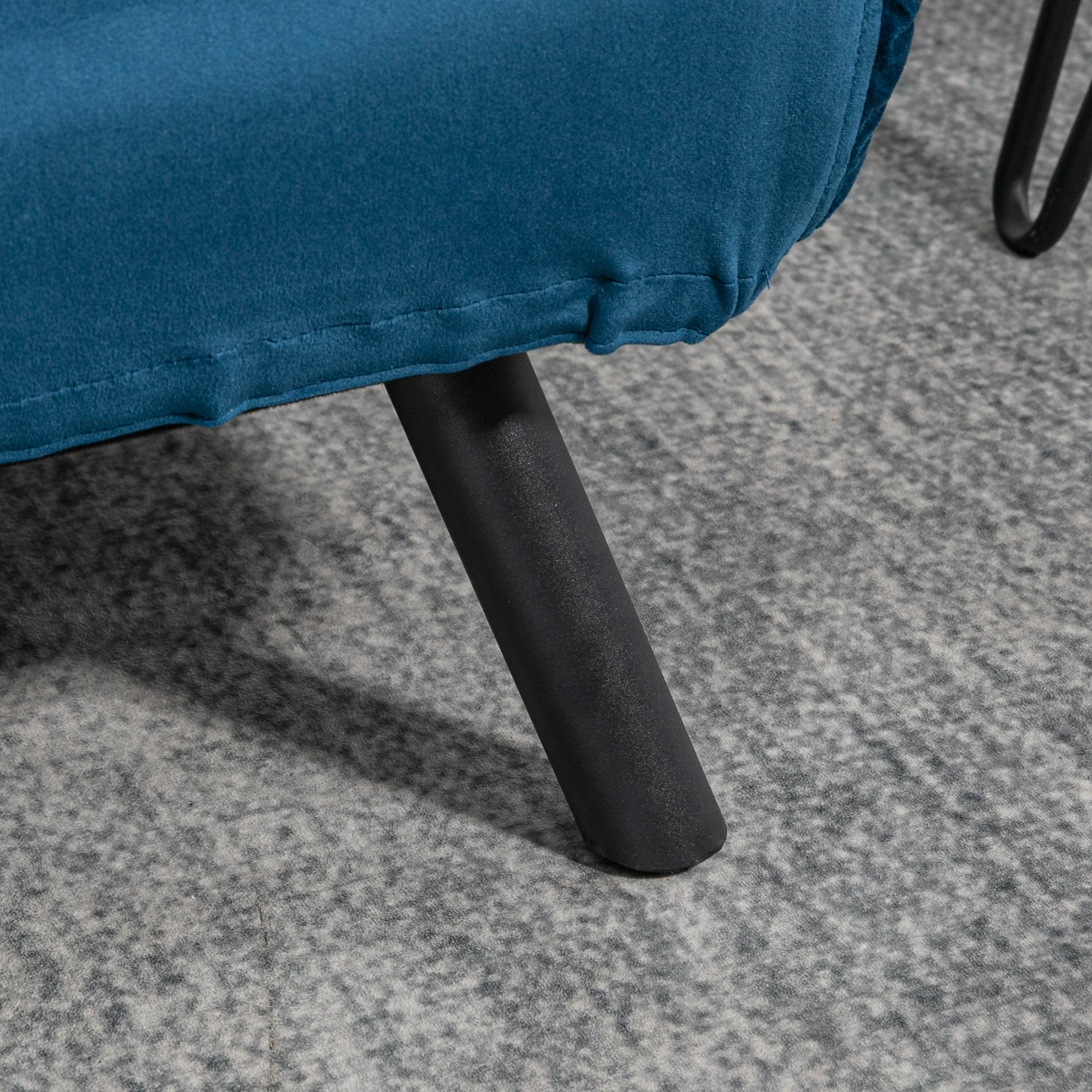 HOMCOM Slaapbank 2-zitsbank Fluweelbank, Slaapfunctie, incl. 2 Kussens, Fluweel Optiek, Natuur + Blauw