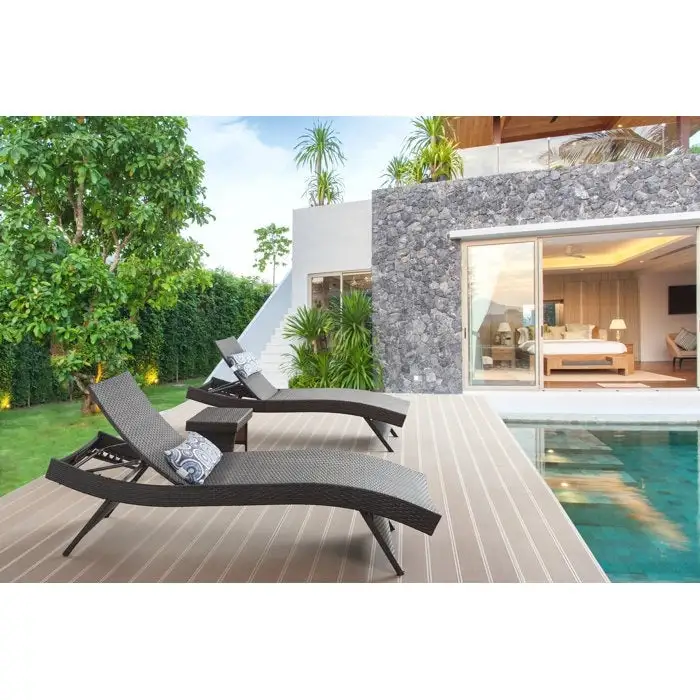 All Weather Wicker Chaise Lounge - Set of 2