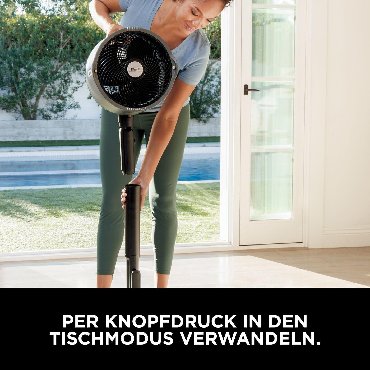 Shark FlexBreeze Ventilator Leise, Hybrid Ventilator Kabelgebunden & Kabellos, Tragbar, für Innen- und Außenbereich, UV- & Wasserbeständig, Ultraleistungsstark, Ultraleise, Weiß FA220EU
