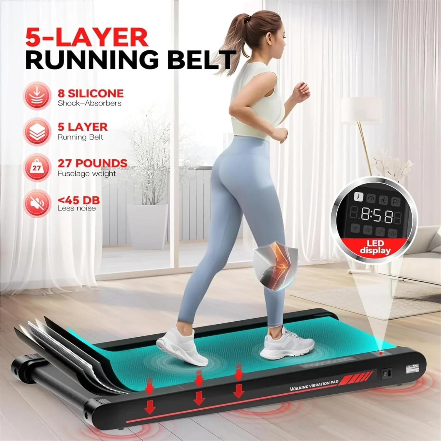 Sperax Walking Vibration Pad with APP 3 in 1 Under Desk Treadmill Walking Treadmill Pad