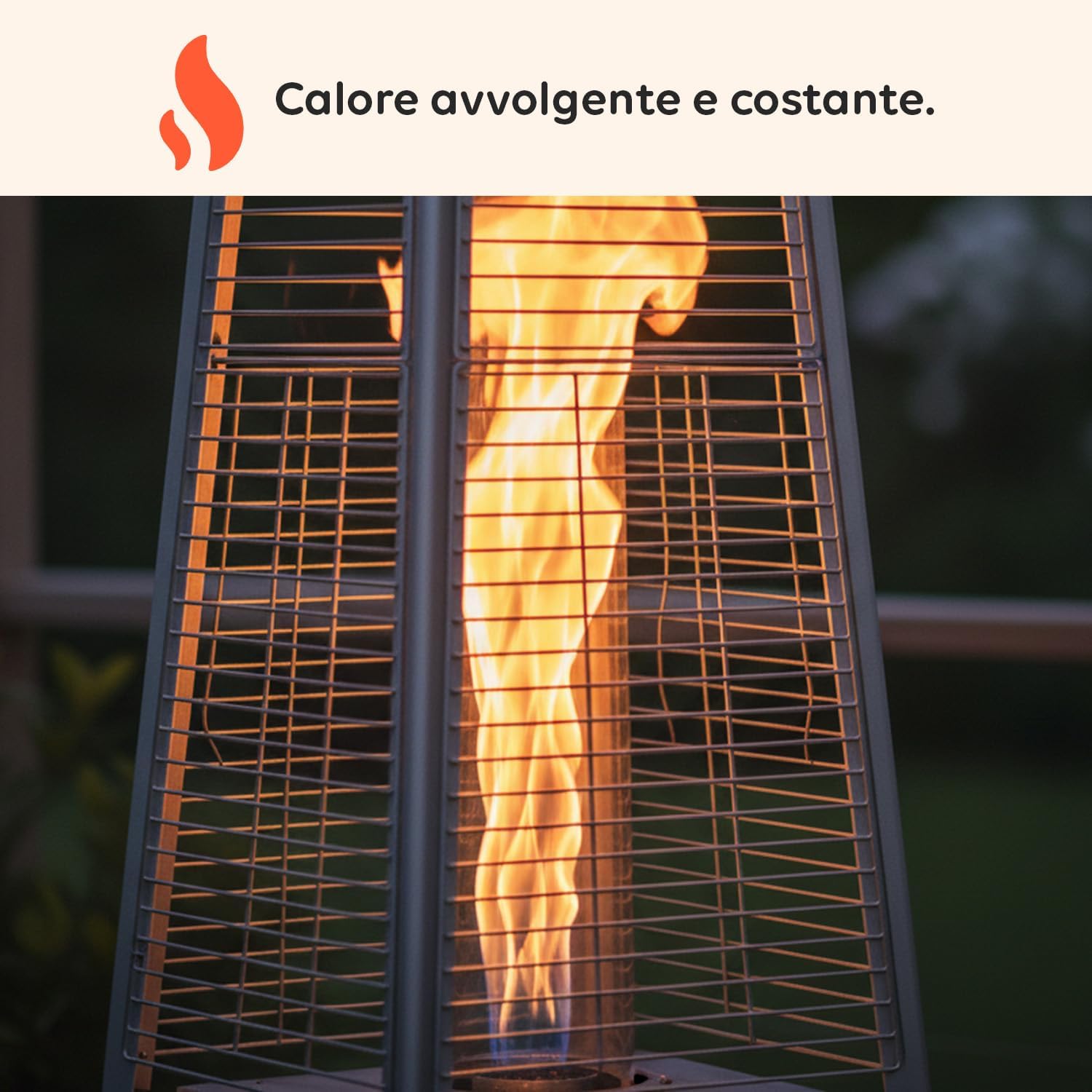 Wintem - Stufa a Gas da Esterno Aura a Piramide Grigia 12kW con Accensione Piezoelettrica e Termostato Regolabile per Terrazze e Giardini, Funzionamento con Bombola GPL o Butano, Design Moderno