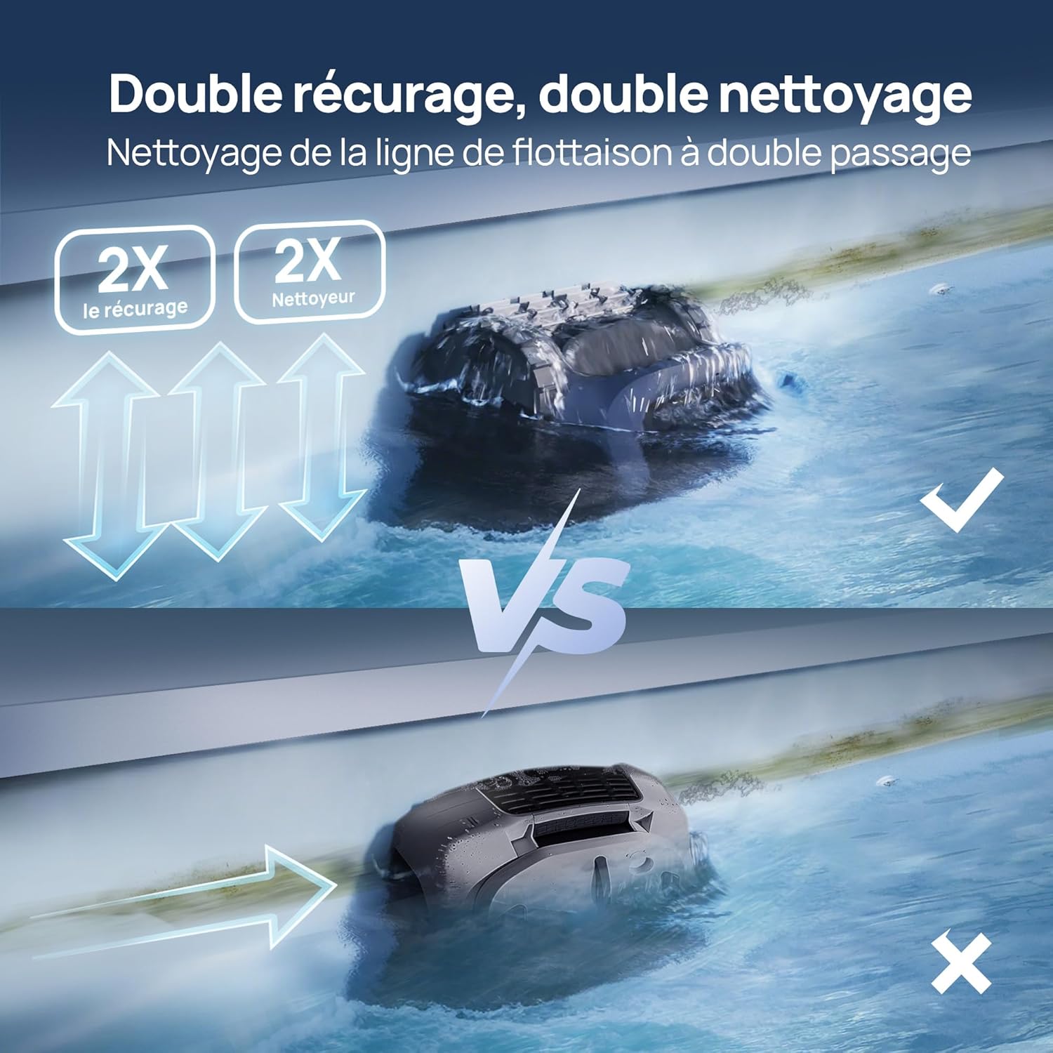 Beatbot AquaSense 2 Robot Piscine sans Fil, Aspirateur Piscine avec Remontée Automatique, nettoie Le Fond, Parois et flottaison, Nettoie la Ligne d'eau en 2 passages, pour piscines jusqu'à 3 230 pi²