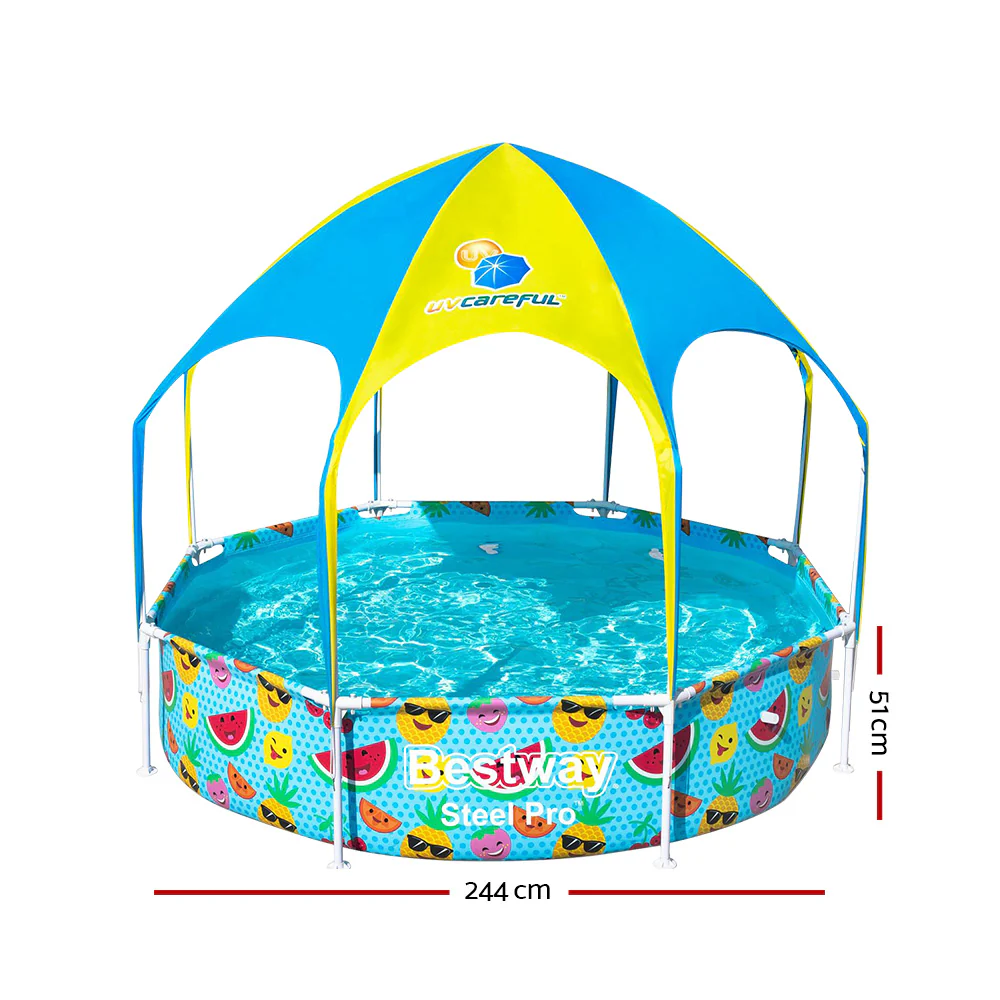 UPF 40+ Kids Pool Canopy 244x51cm Steel Frame Bestway