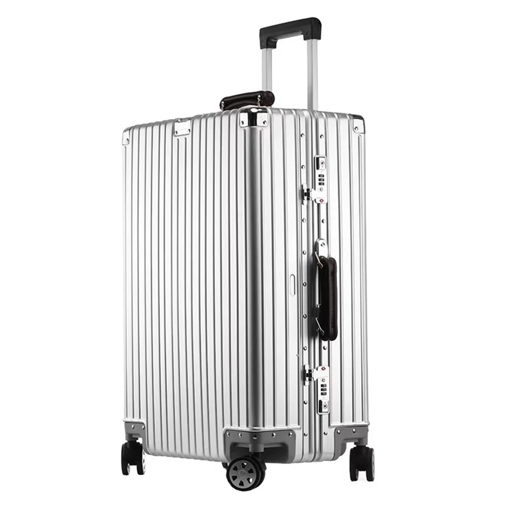 All Aluminum Magnesium Carry on Luggage Airline Approved, Hardside Carry on Suitcase with TSA Lock, Zipperless Luggage Checked Luggage Metal Rolling Luggage for Travel, Business