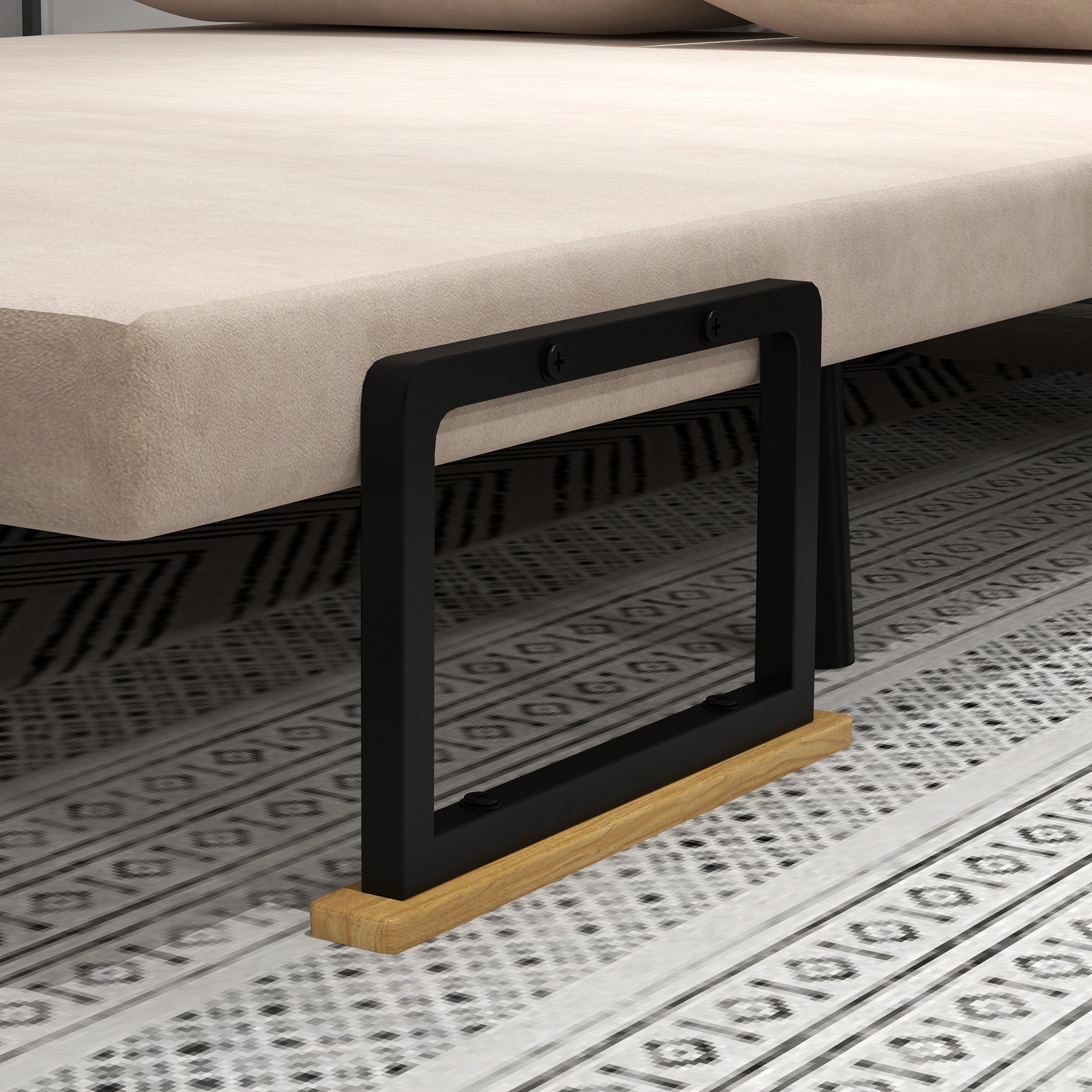 HOMCOM Slaapbank 2-zitsbank Fluweelbank, Slaapfunctie, incl. 2 kussens, Fluweel Optiek, Natuur + Beige + Zwart