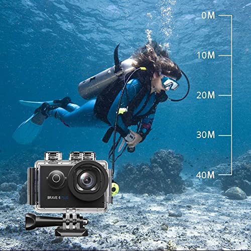 AKASO Brave 6 plus Action Cam 4K 20MP Action Camera WiFi 40M Fotocamera Subacquea Impermeabile EIS Touch Screen con 4x Zoom Controllo Vocale Telecomando Fotocamera Casco con 2 Batterie da 1350mAh : Elettronica