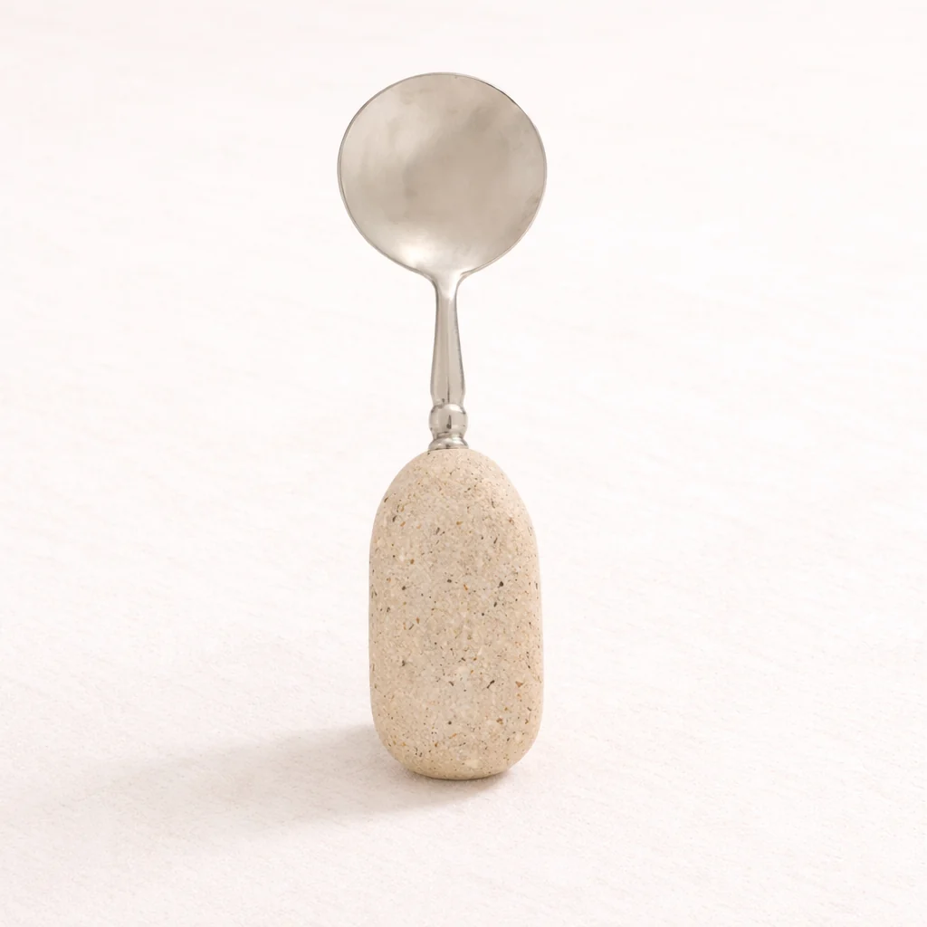 Stainless Steel & Stone Serving Spoon
