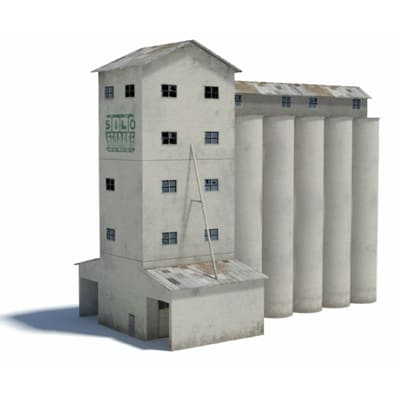 Silos (tower left 5 silos right)