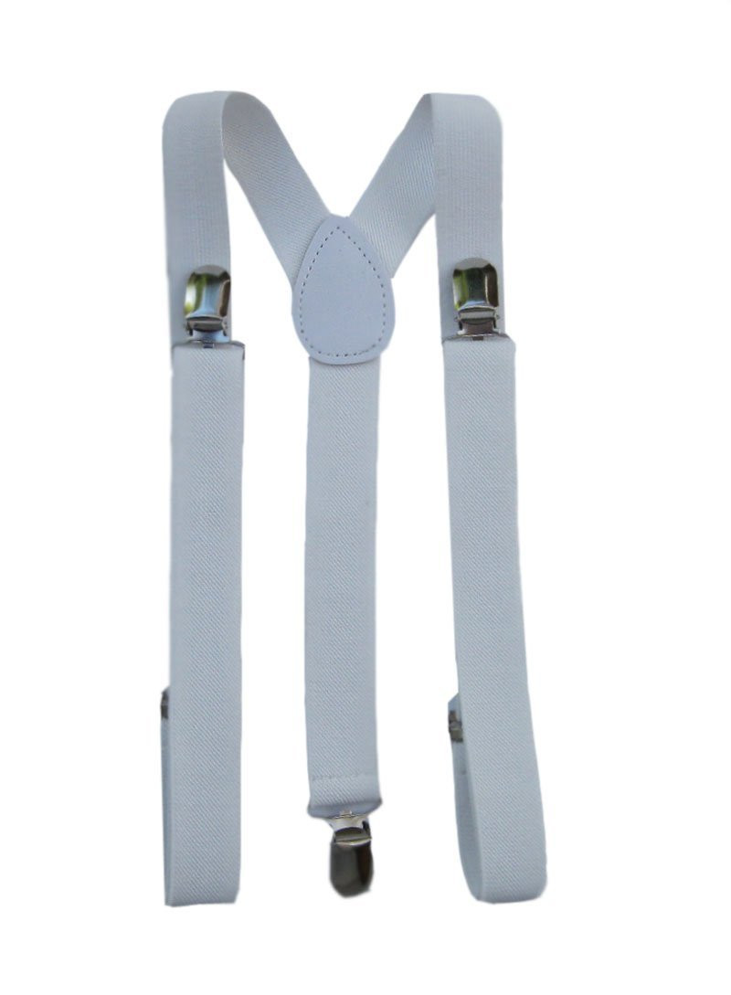 White Suspenders Bulk Wholesale Clip On Elastic 1288D