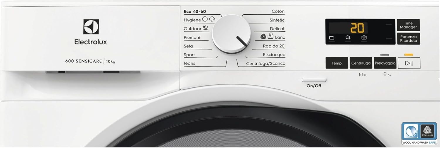 Electrolux EW6F110G Lavatrice a Carica Frontale, Tecnologia SensiCare, Serie 600, 10 kg, 1351 Giri al Minuto, Programma Hygiene e Lavaggio Rapido, 847x597x636 mm, Bianco, Classe B
