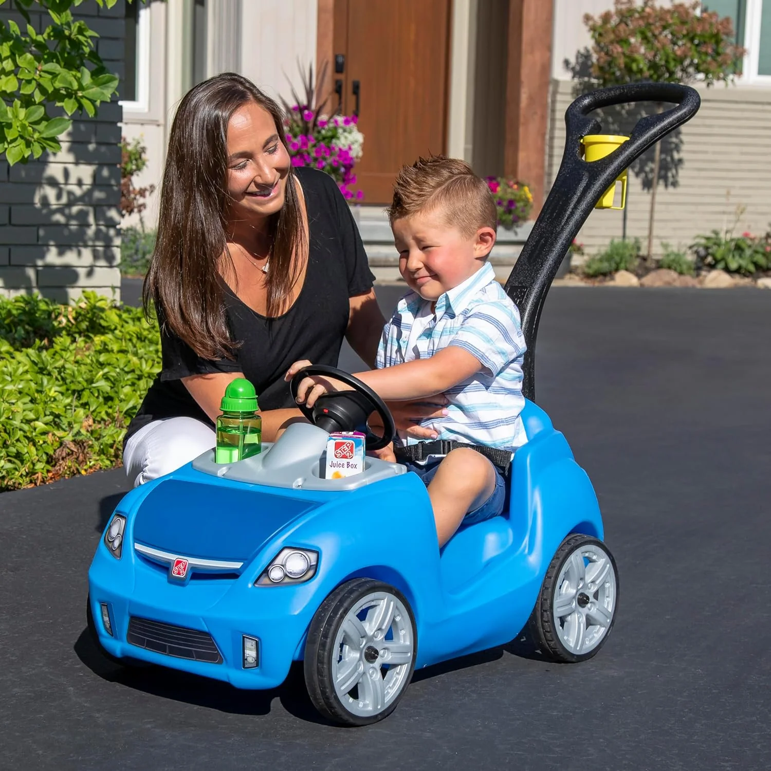 Step2 Whisper Ride II Ride On Push Toy Car Pink Ride On Car Seat Belt Easy Storage Transport