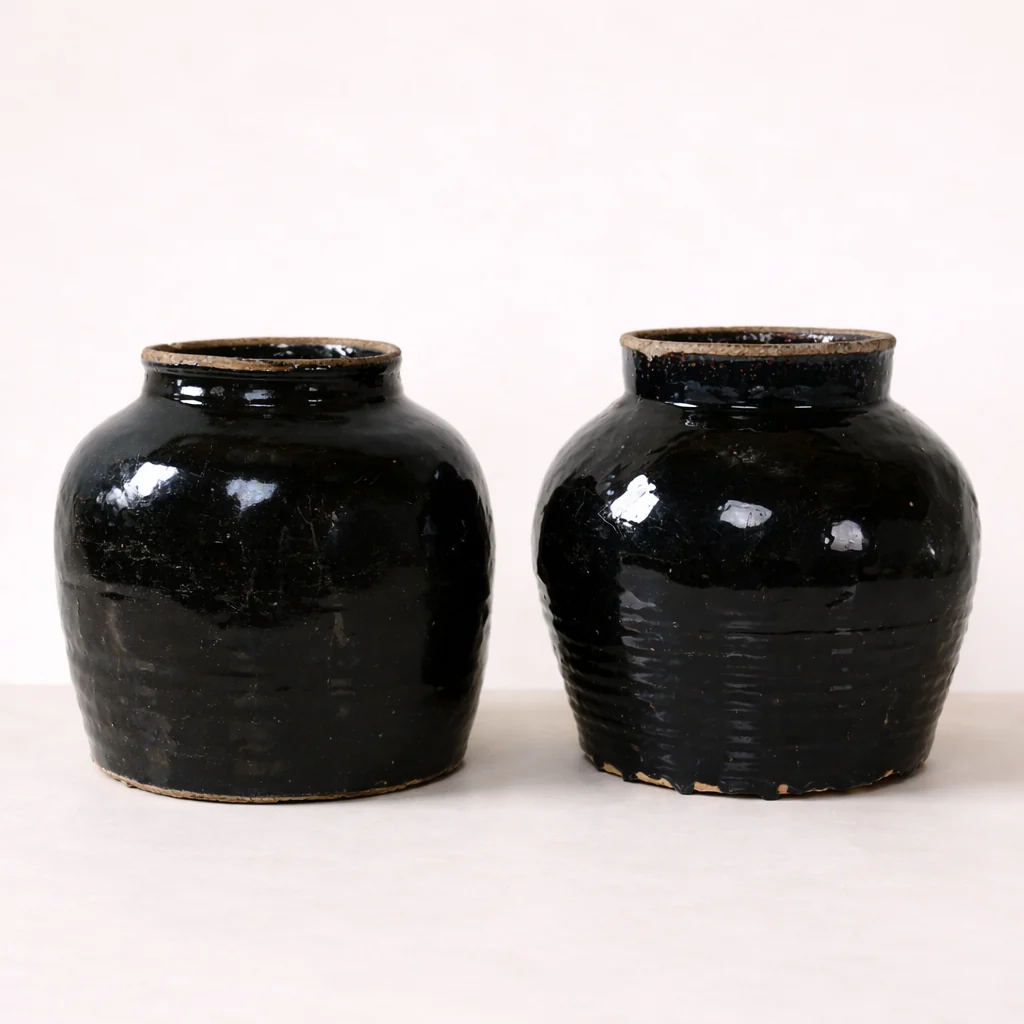 Vintage Black Glazed Pot