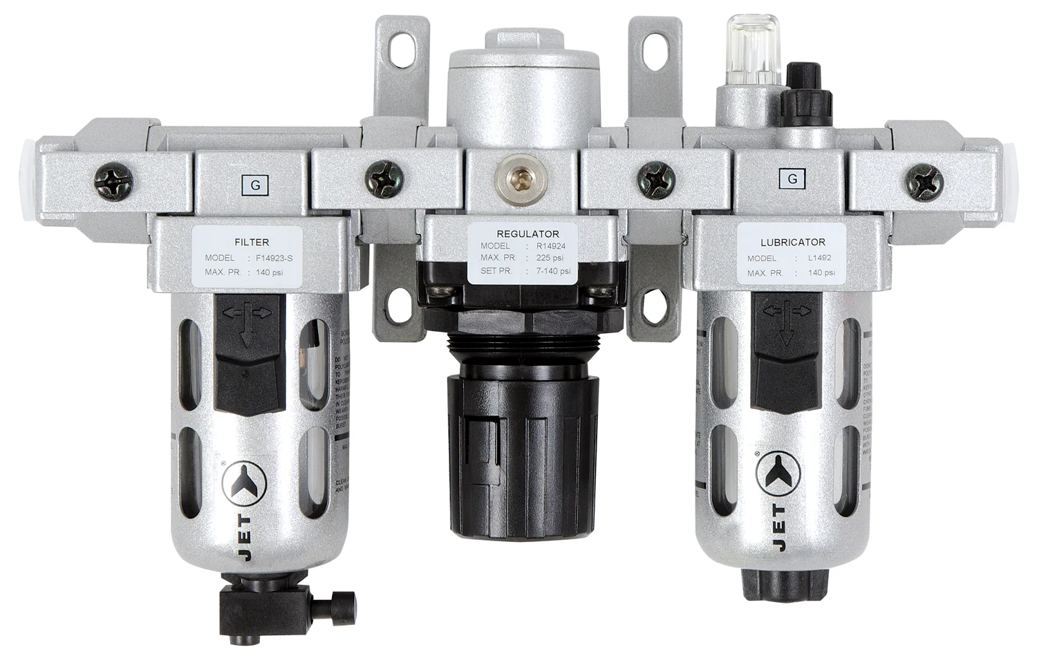 Jet AFRLMI38  ~  3 Piece Air Filter Regulator And Lubricator 3/8 Inch Npt Intermediate