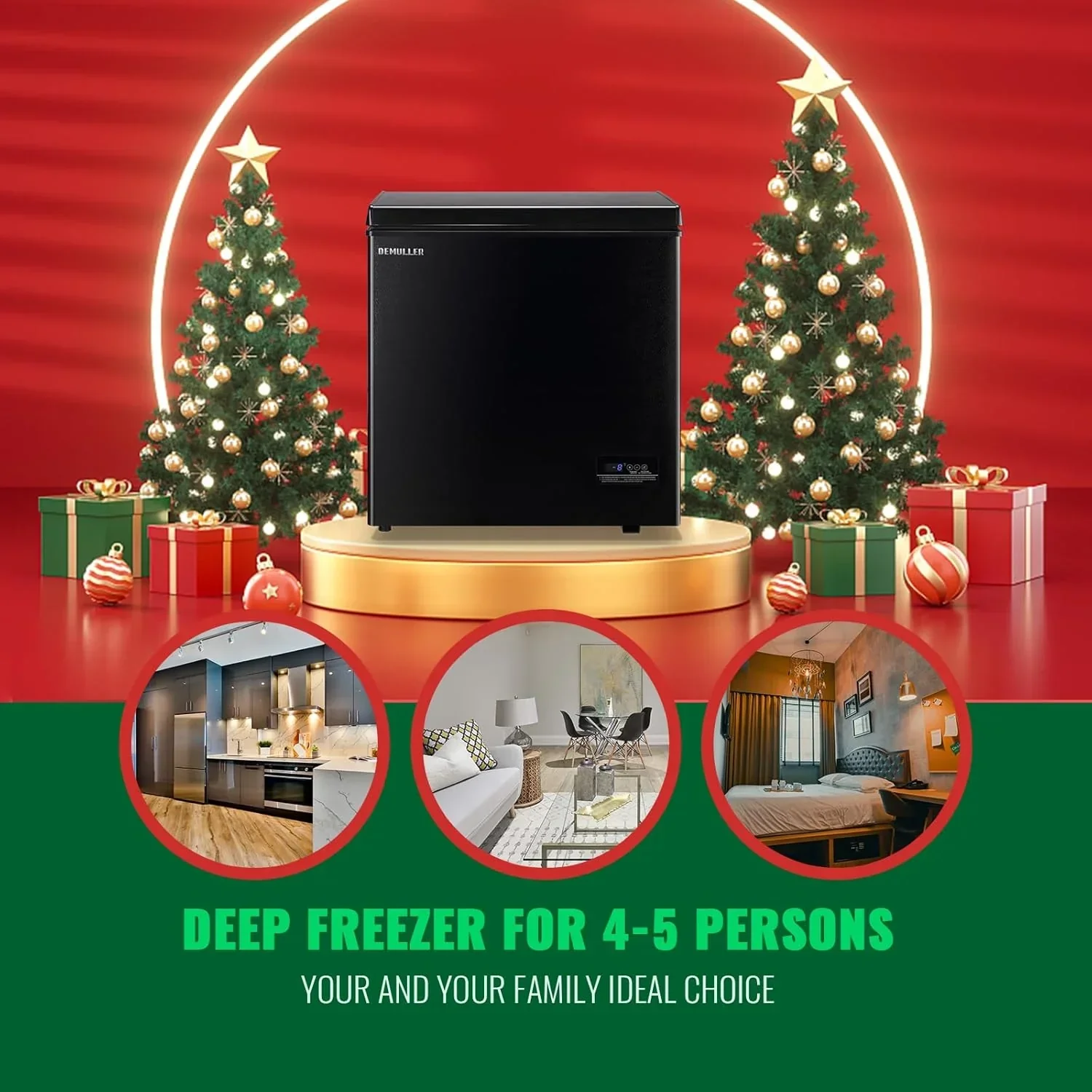 Chest Freezer 5.0Cubic Feet Deep Freezer Freestanding Freezers 2 Removable Stainless Steel Basket