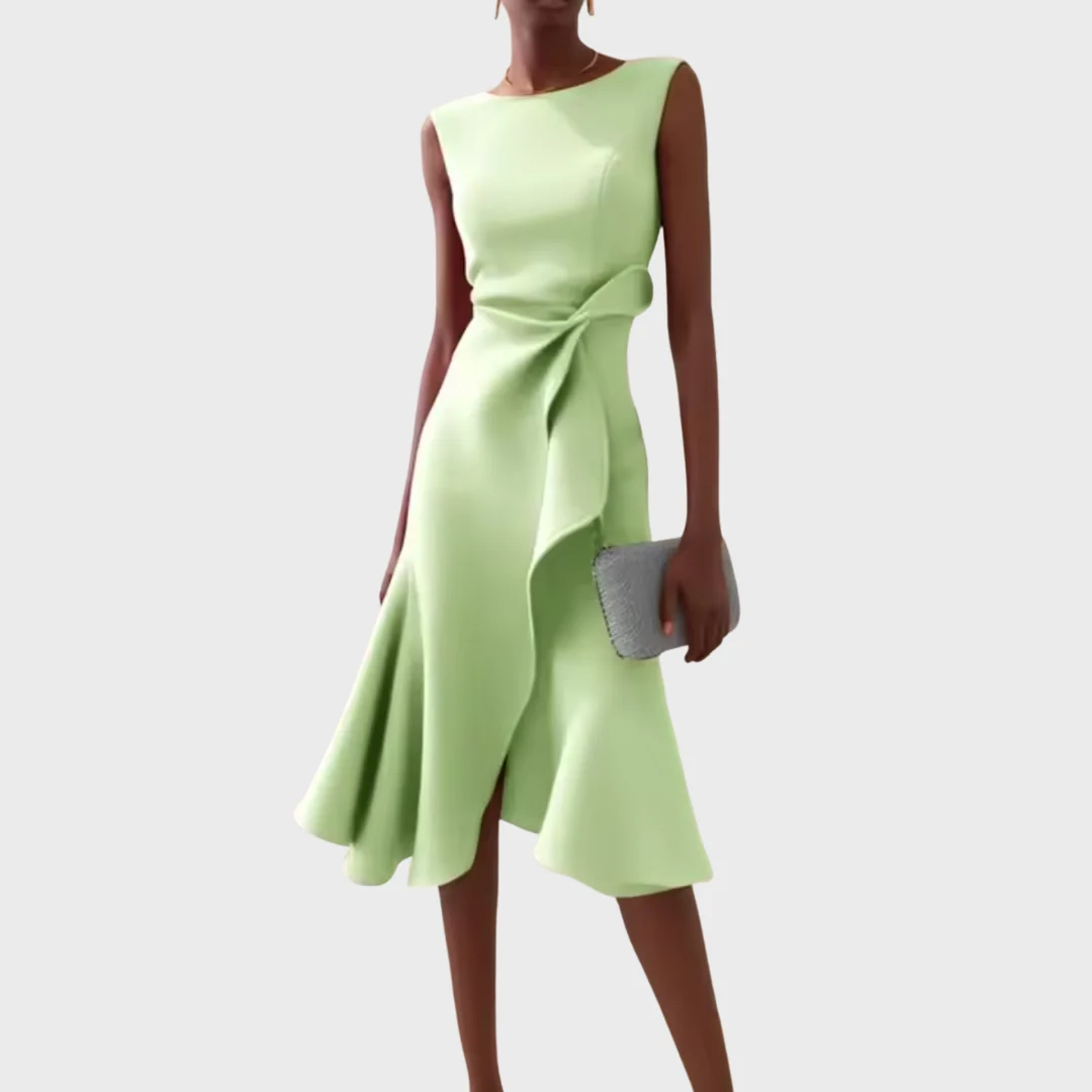 Women��s Asymmetric Midi Dress Elegant Draped Summer Style