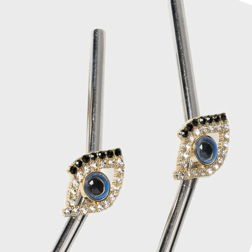 Evil Eye Metal Straws, Set of 4