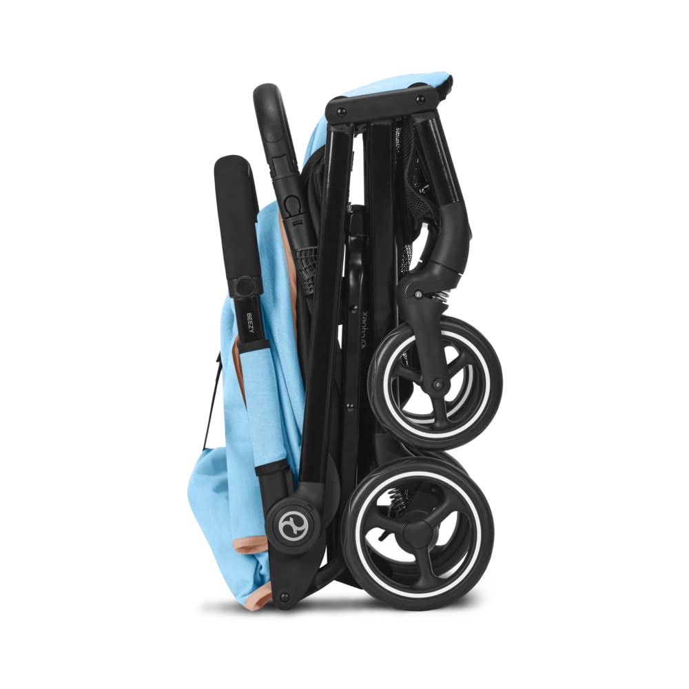 Cybex Gold Kinderwagen Beezy mit One-Pull Harness, Ab Geburt bis ca. 4 Jahre (max. 22 kg), Kompakt und ergonomisch, Magic Black (Schwarz mit schwarzem Rahmen)