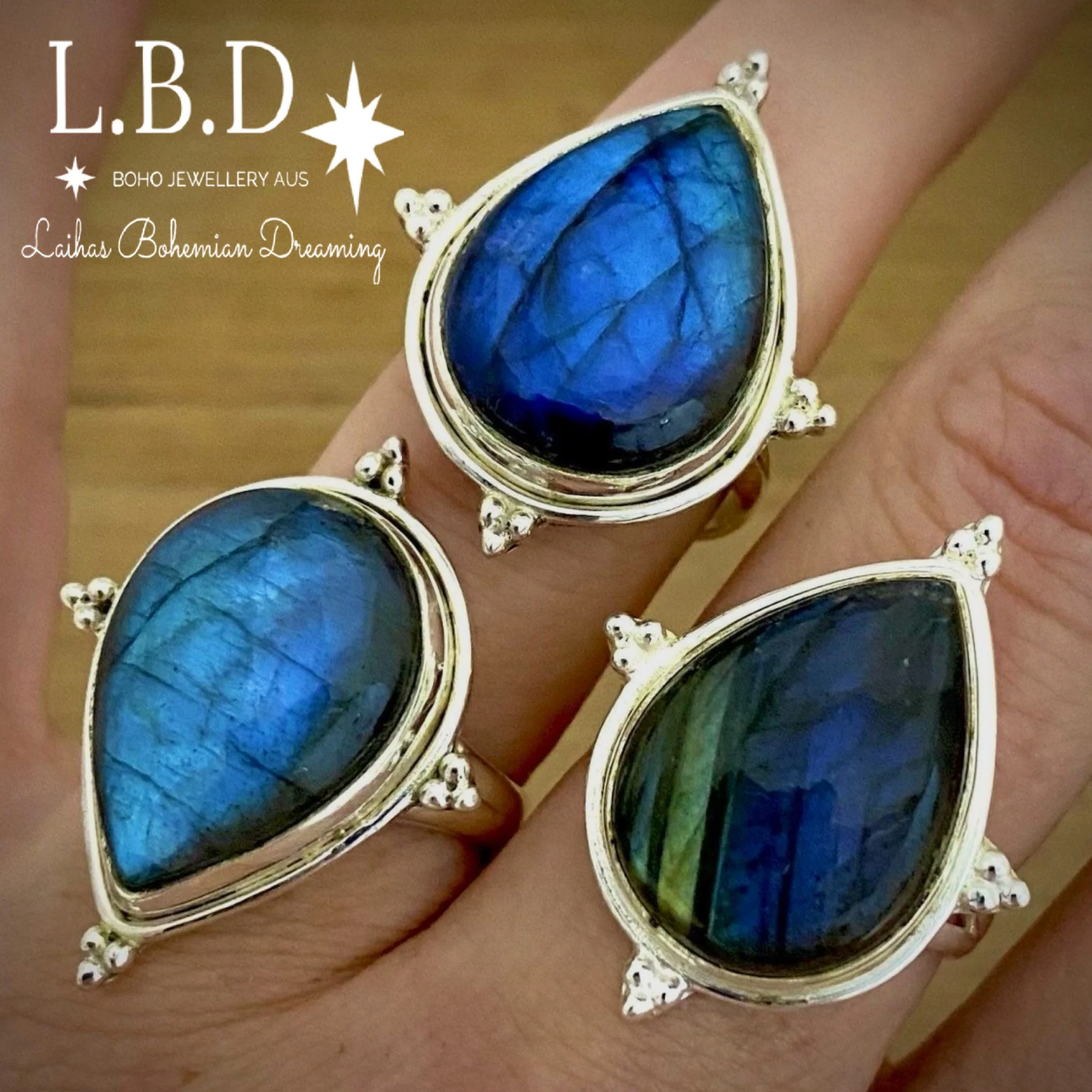 Laihas Zahli Raindrop Labradorite Ring