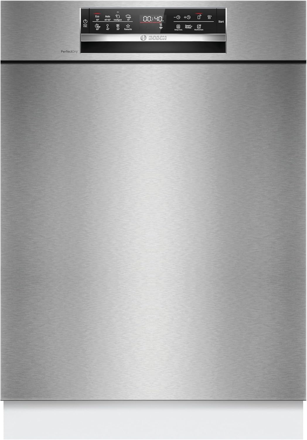Bosch SMU4ETS08E, Serie 4, Smarter Unterbau-Geschirrspüler 60 cm, Besteckkorb, Spülmaschine mit Programmassistent, besonders Leise, höhenverstellbarer Oberkorb, Automatische Türöffnung, Edelstahl