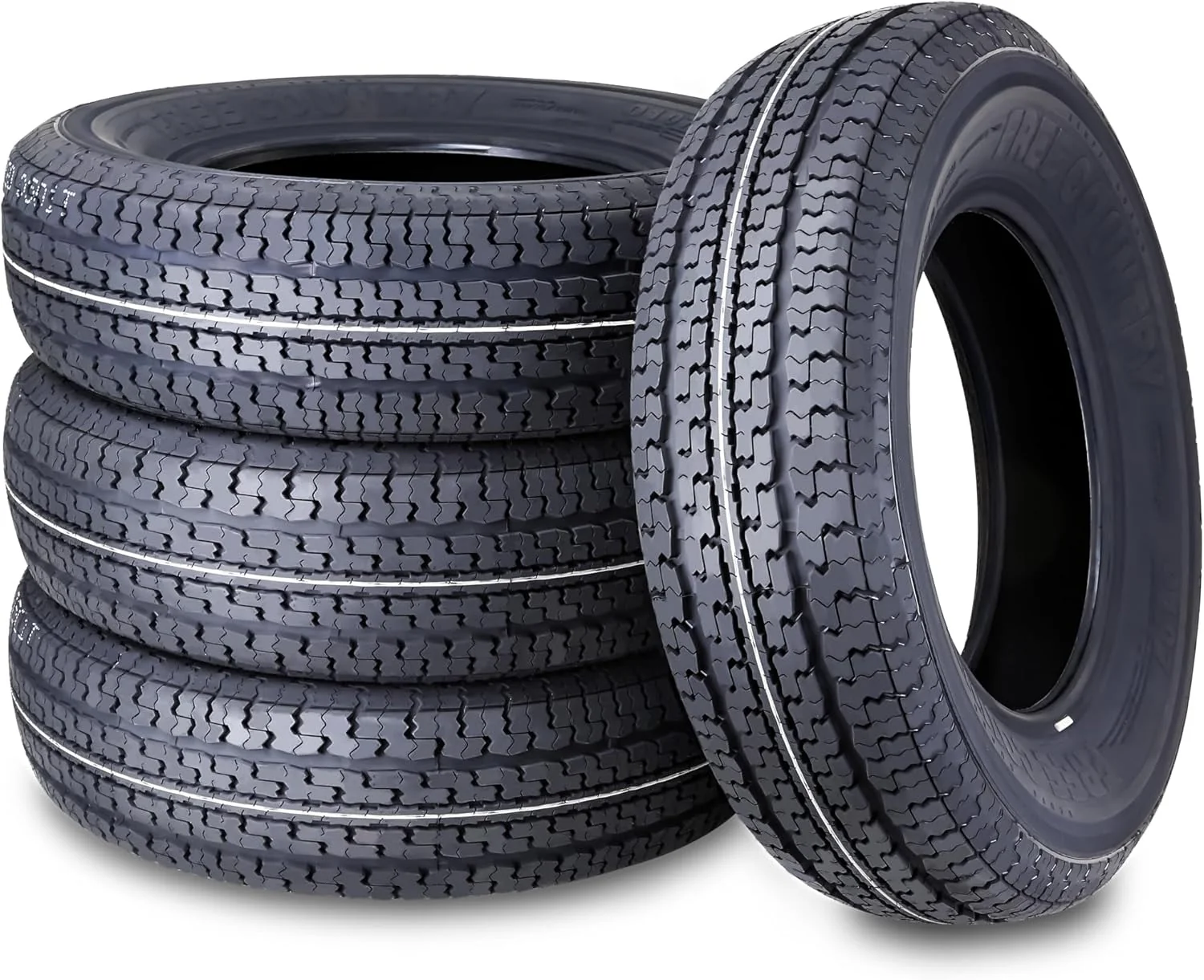 Set of 4 heavy-duty trailer tires ST205/75R15 205 75 15 10-ply, load class E, steel-belted radial tires with abrasion protection