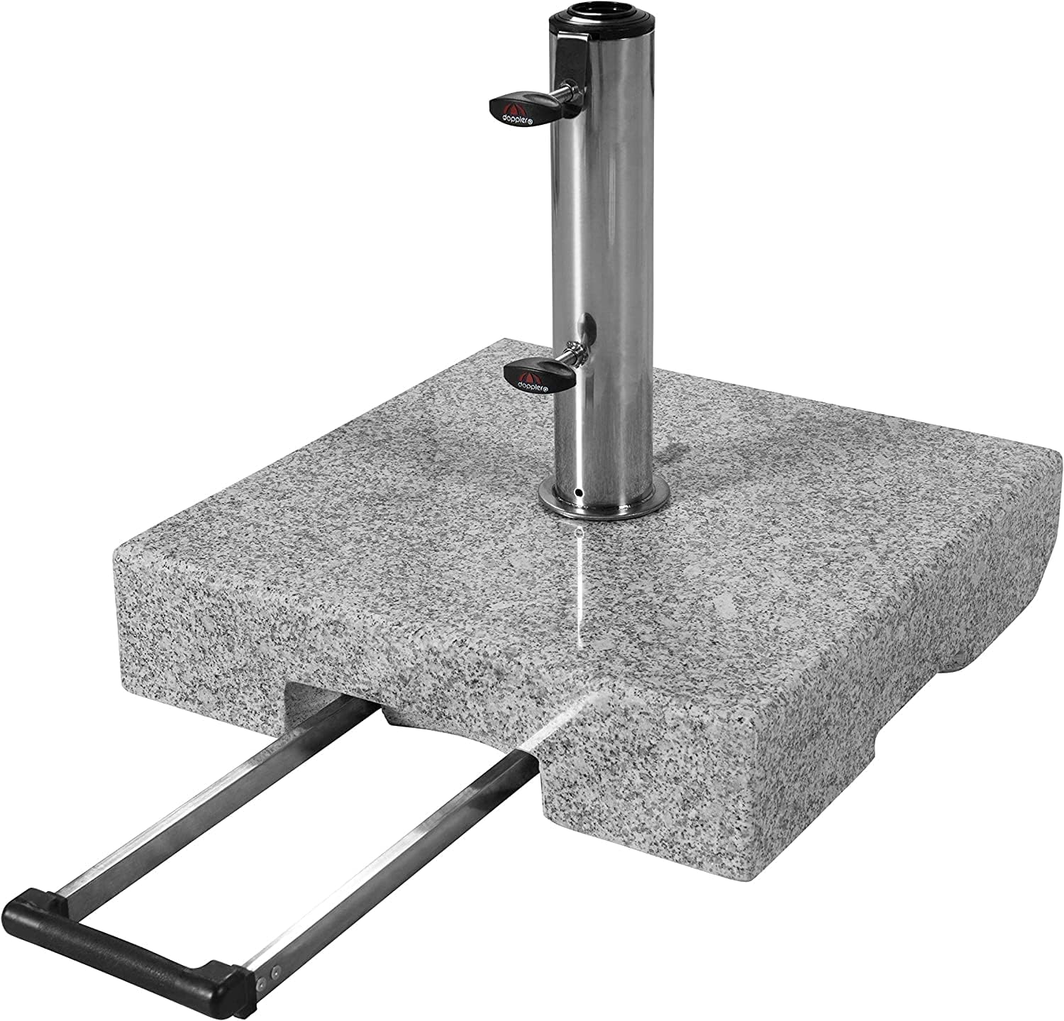 Doppler Trolley gránit talp 45kg kerekekkel I Napernyőtalp max. 250cm ernyőátmérőjű és 3,2-6,0cm rúdátmérőjű napernyőkhöz I Napernyőtalp kihúzható fogantyúval