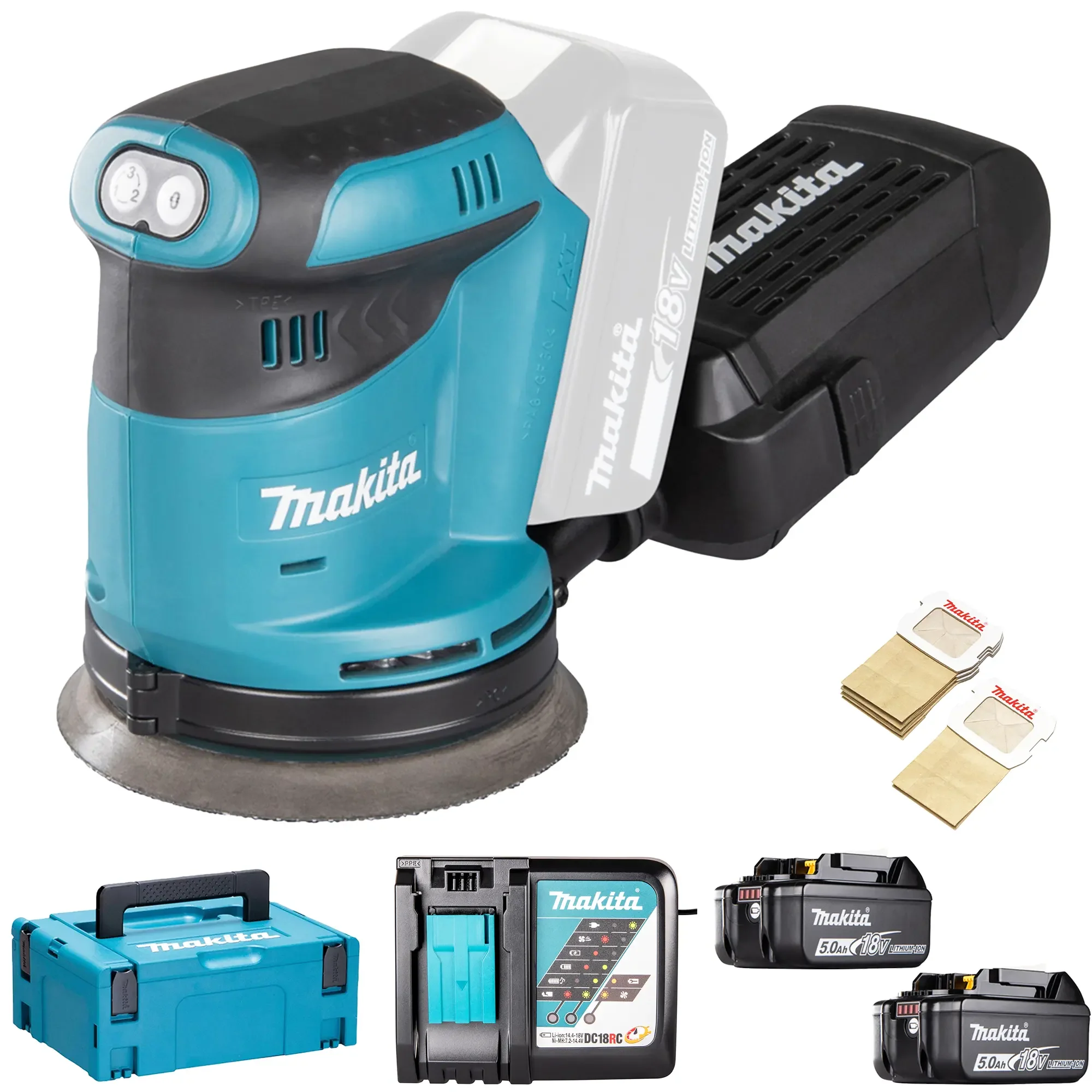 Levigatrice Orbitale a Batteria Makita DBO180RTJ 18V 5Ah – Compatta, Potente e Senza Fili