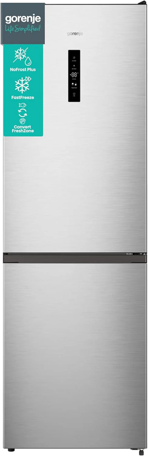 Gorenje N 619EAXL4 alulfagyasztós hűtőszekrény/ LED kijelző/ 186 cm/ 300 l/ NoFrostPLus/ zöldségtároló rekesz páratartalom-szabályzóval/ FastFreeze funkció/ rozsdamentes acél