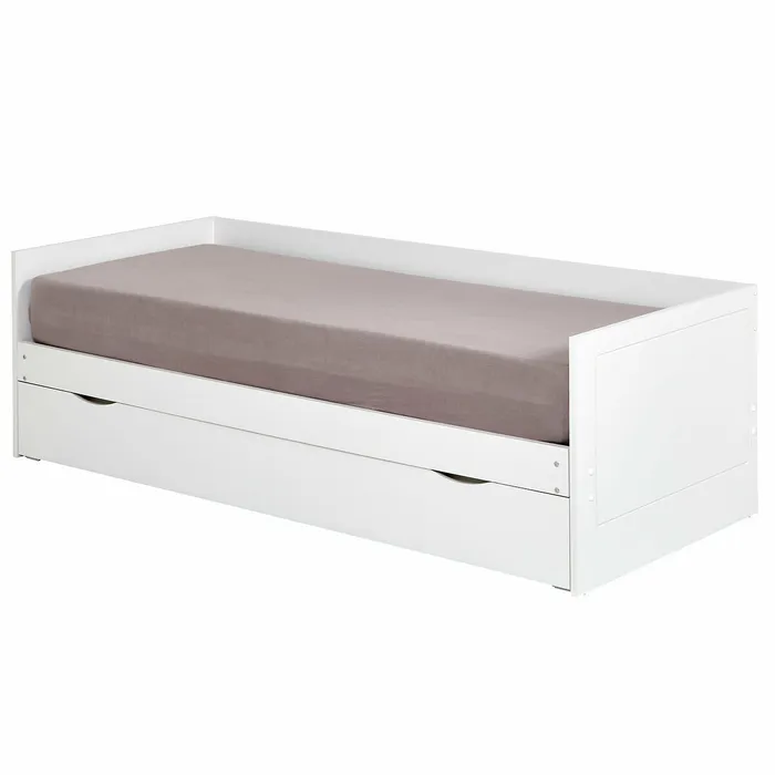 Pack Lit Gigogne Avec Tiroir Et Matelas Molly Blanc 80x200 Cm Lit avec rangement