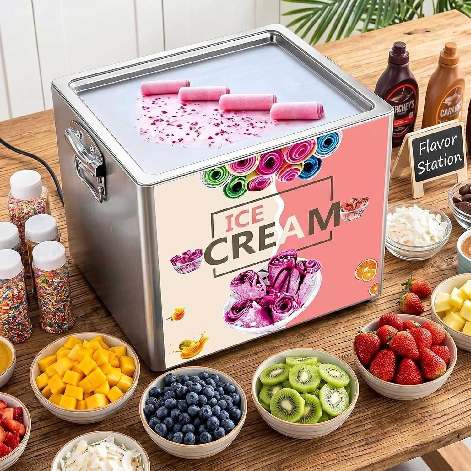Maschine für gebratenes EIS – Sofort-Kühlgerät für selbstgemachte Leckereien (für Zuhause, Foodtrucks, Bubble-Tea-Läden und Restaurants)