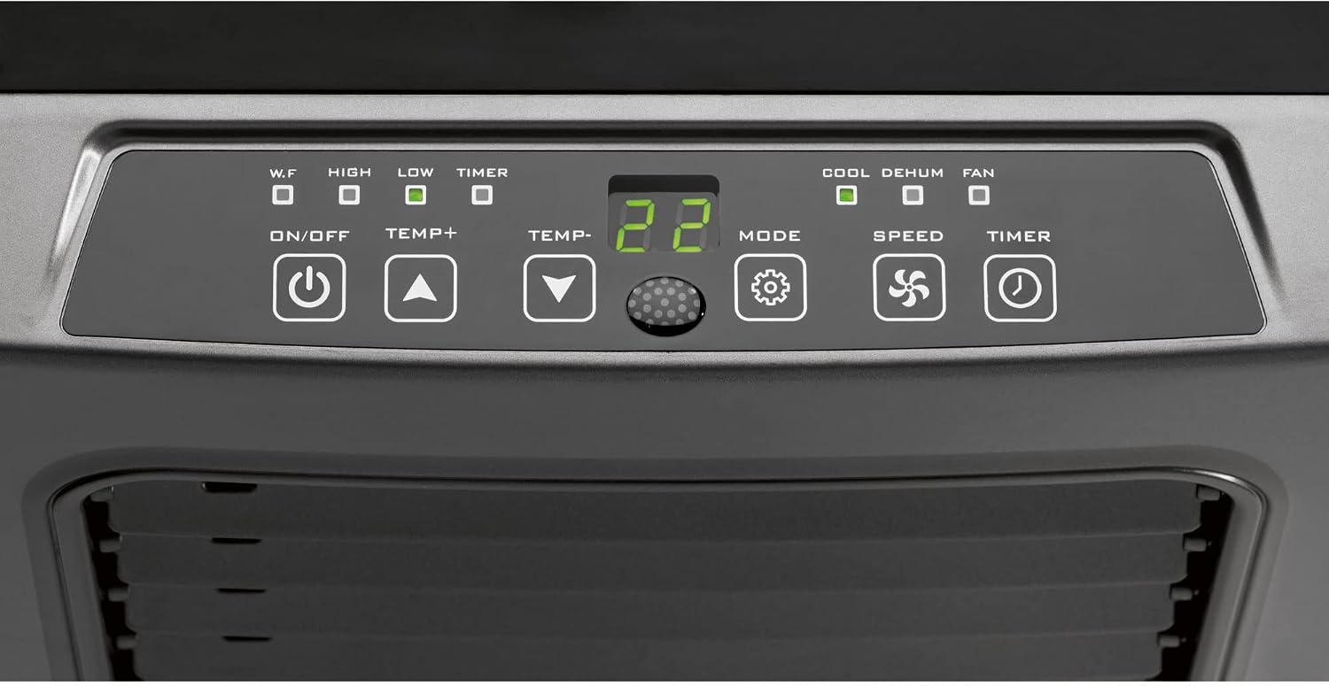 Clatronic Klimaanlage CL 3672 mobiles Klimagerät mit Abluftschlauch, 3 in 1 Klimaanlage mit LED-Display, Fernbedienung, 24 Stunden-Timer, verstellbare Luft-Klappen, 8000 BTU (2,3 kW), schwarz