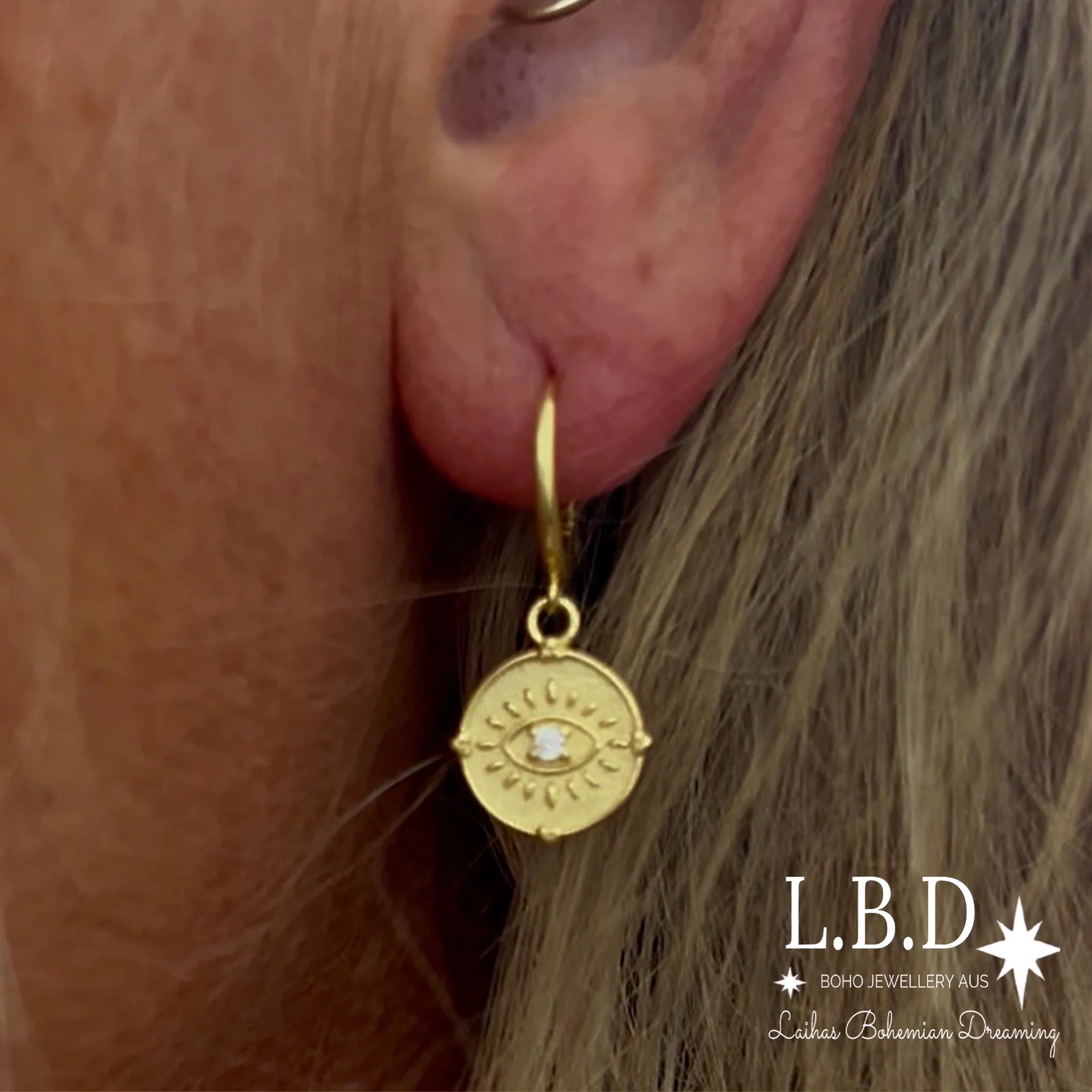 Laihas Spiritual Eye Gold Hoop Earrings