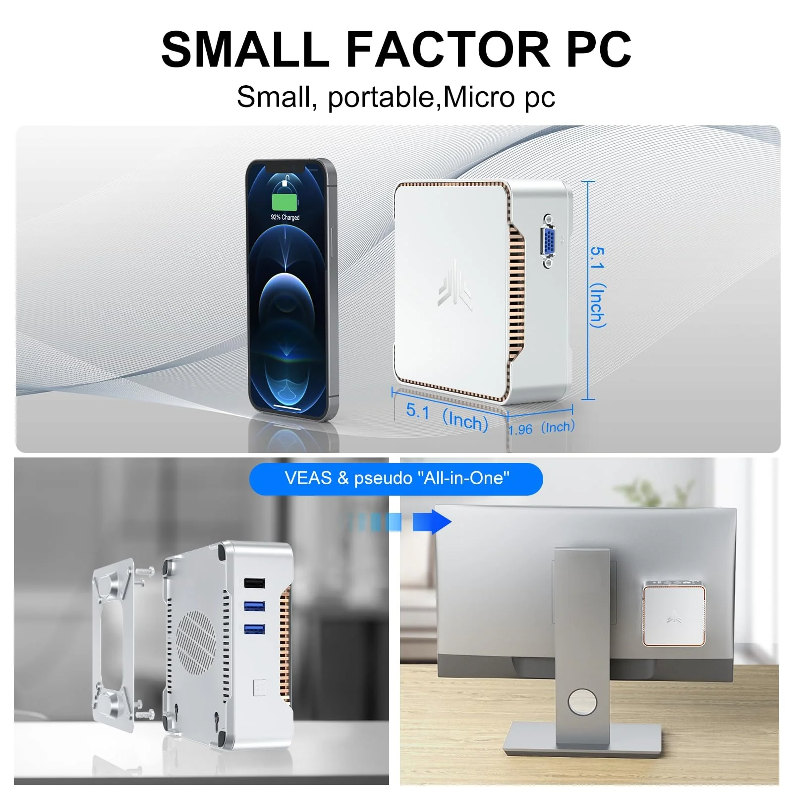 KAMRUI GK3Plus Mini PC, 16GB RAM, 512GB M.2 SSD Mini Computer