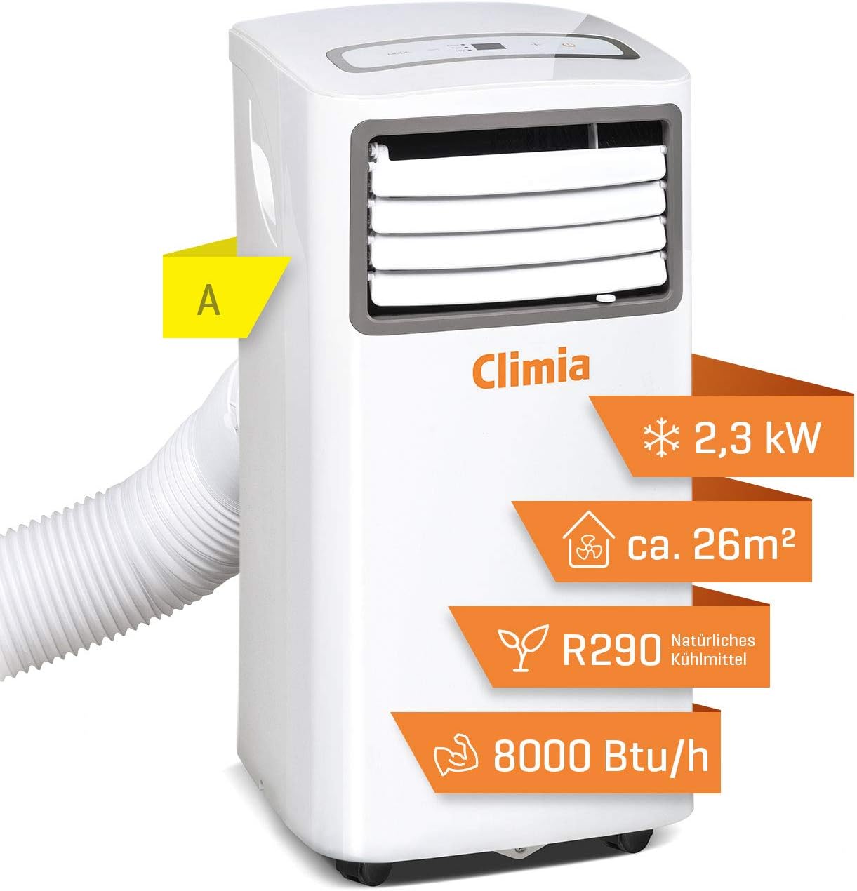 Climia CMK 2600 mobiles Klimagerät mit ökologischem Kühlmittel, 3-in-1 Klimaanlage – Aircondition, Ventilator und Luftentfeuchter