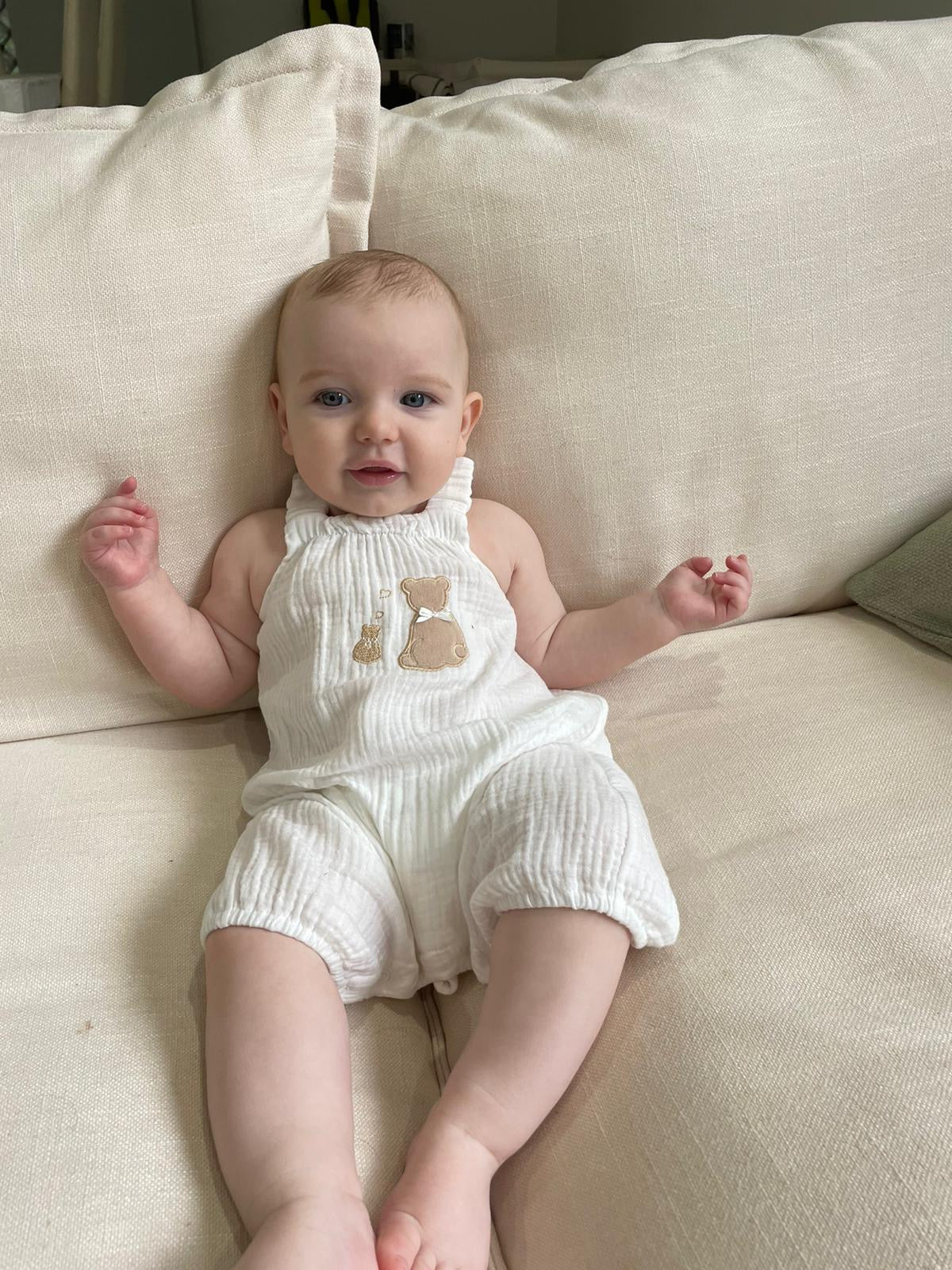 Teddy Overalls | White & Beige
