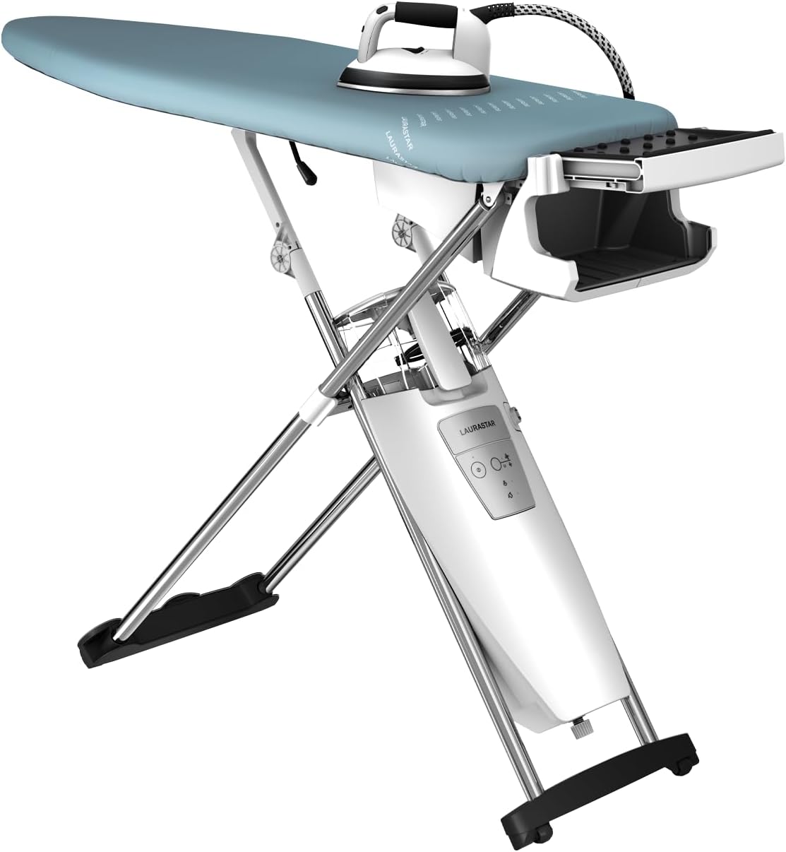 Laurastar S Pure, Sistema stirante, Vapore igienico, Elimina batteri e acari, asse attivo, Rotelle, Serbatoio amovibile, Blu Perla