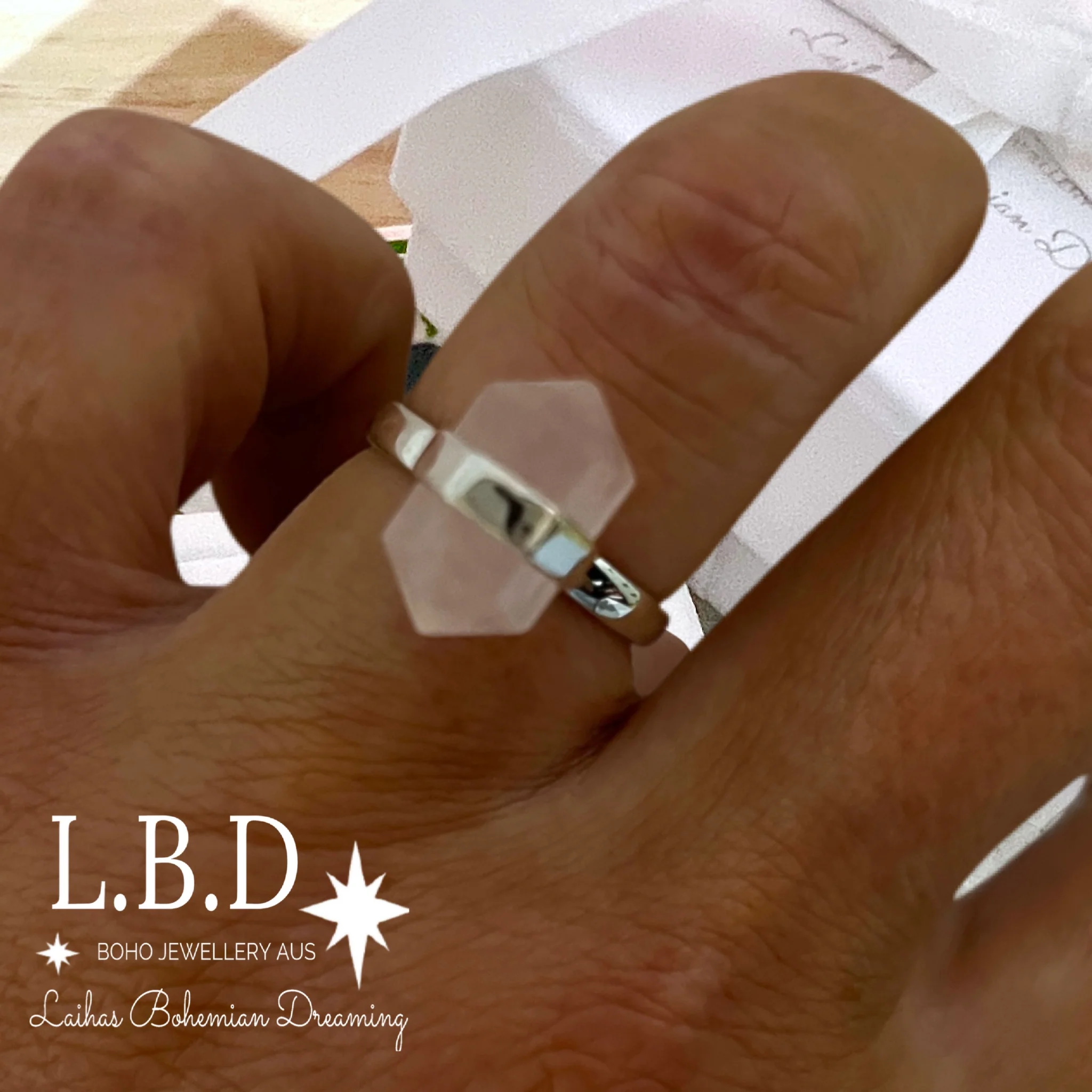 Laihas Crystal Kindness Rose Quartz Ring
