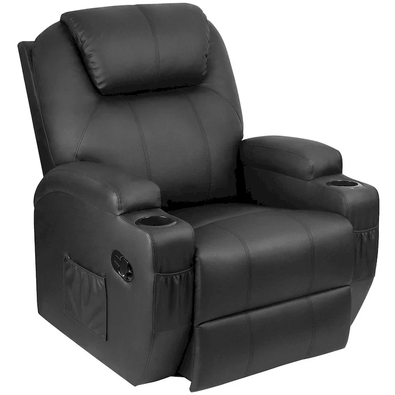 Massage Recliner Chair Swivel Heating Faux Leather Living Room Chair