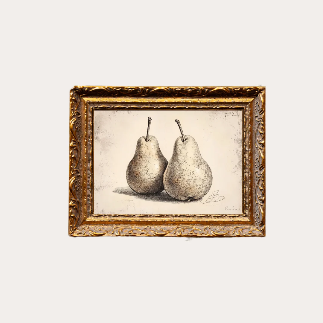 Pear Sketch | French Brass Inspired Gold Mould Framed Art