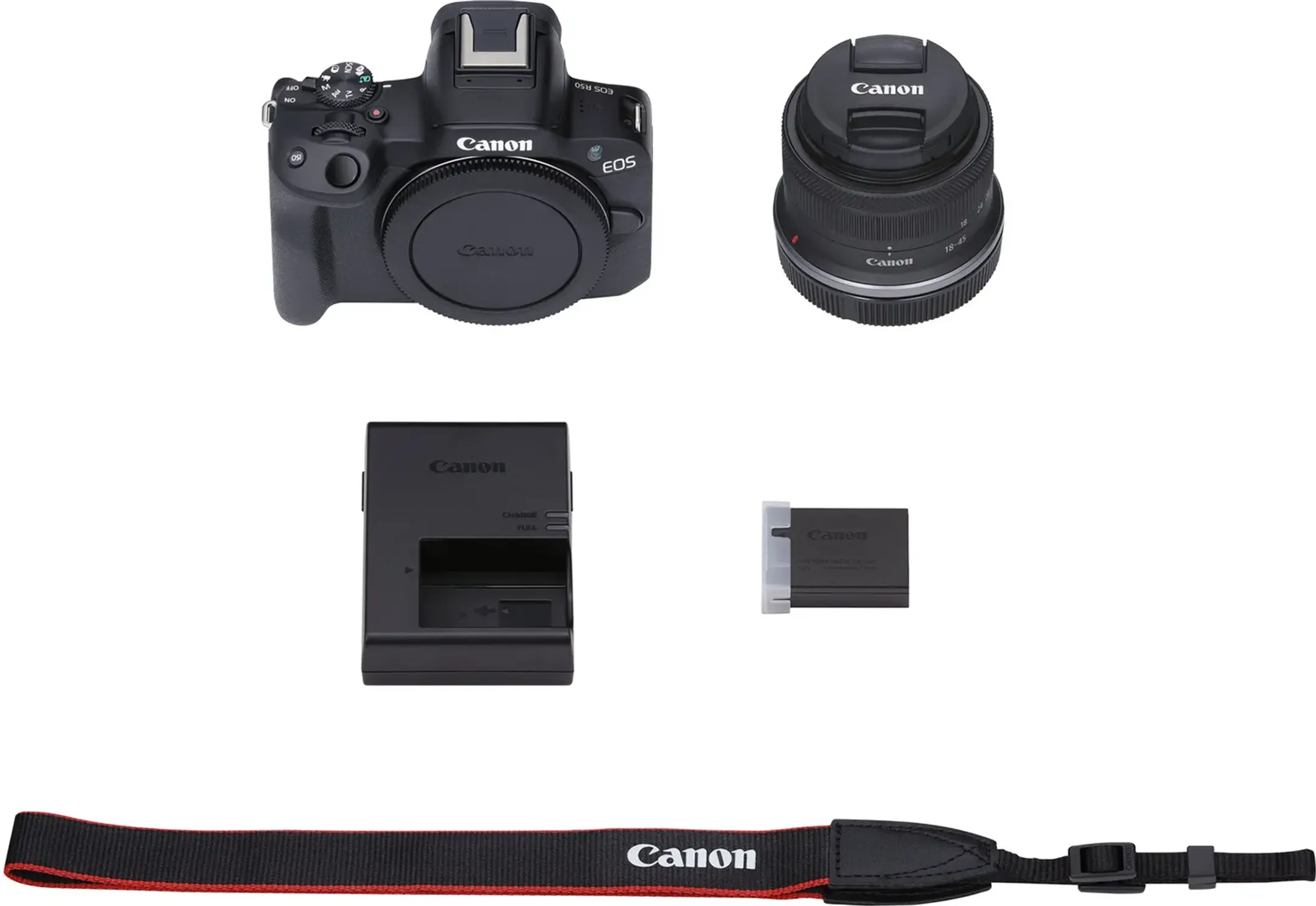Canon EOS R50-systeemcamera - Zwart + RF-S 18-45 mm f/4.5-6.3 IS STM-lens