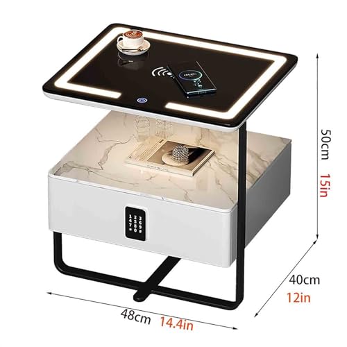 Comodino con Stazione di Ricarica Comodino con Prese E Porte USB Ricarica Wireless Intelligente con Luce Tattile A LED con Cassetti E Barra Luminosa Tavolo in Vetro Temperato (Color : Oranje, Size : Amazon.it: Casa e cucina
