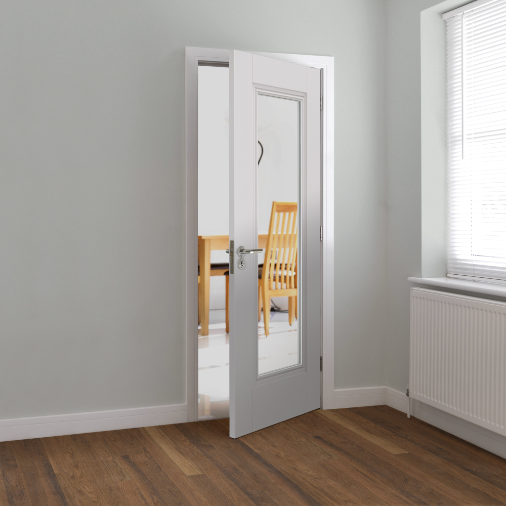 J B Kind Belton Glazed White Internal Door