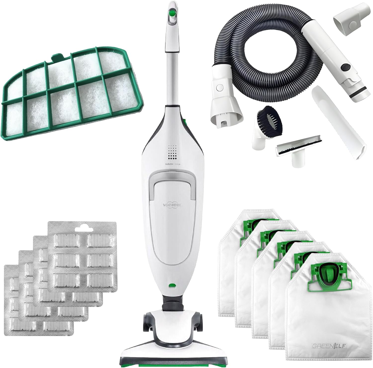 Scopa Elettrica Folletto VK220s Potente - Completa di 2 Anni di Accessori Compatibili e Kit Tubi inclusi | Iconico Kobold Folletto Aspirapolvere con Filo, Facile da Usare | Garanzia di 24 Mesi